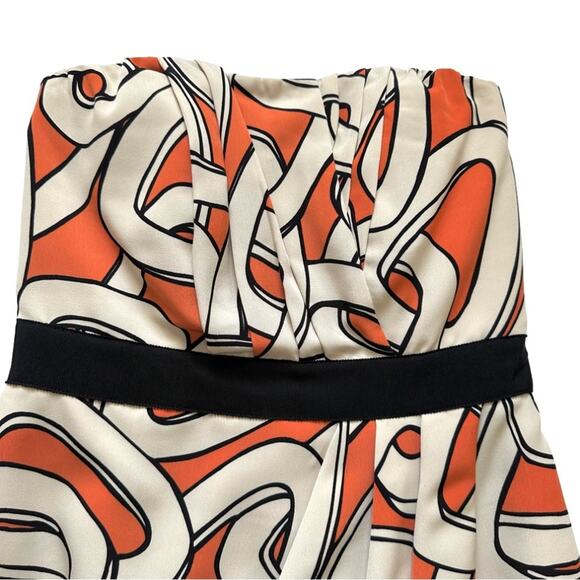 The Limited Dress Orange Cream Chainlink Strapless Faux Wrap Drape Front Size 0 - Picture 9 of 12